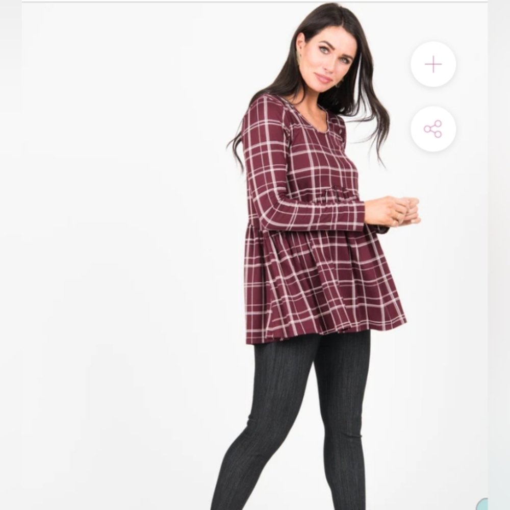 Agnes & Dora L/S Muse Top in Burgandy Plaid Size XS